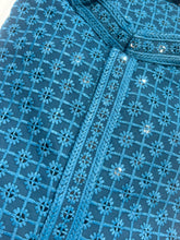 Peacock Blue Chikankari Kurta Set for Men - MIRASILKS Peacock Blue Chikankari Kurta Set for Men